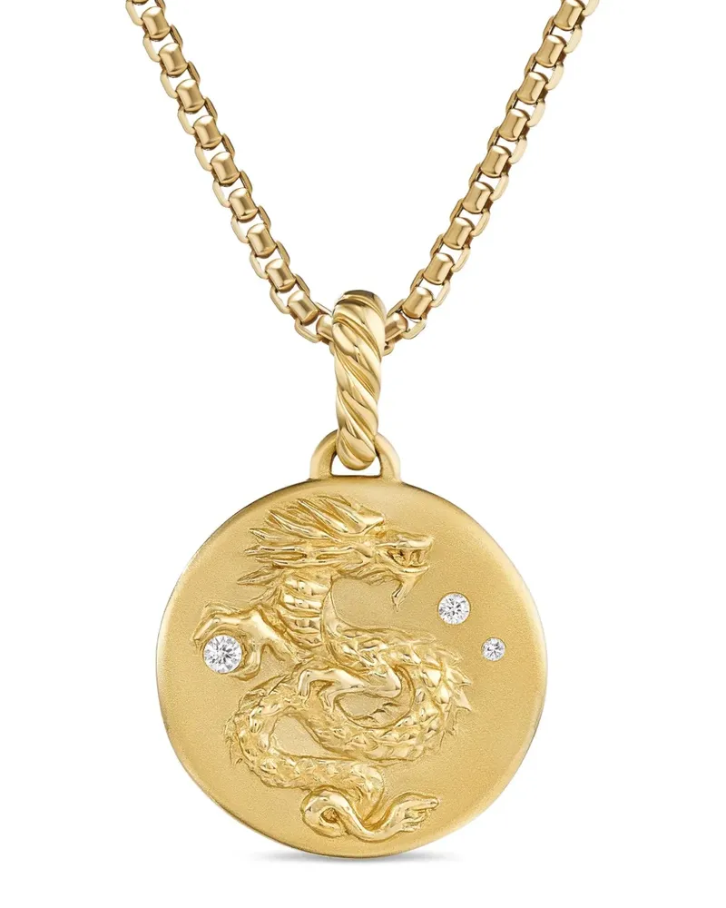 David Yurman 18kt Dragon Gelbgoldanhänger mit Diamanten 28mm Gold