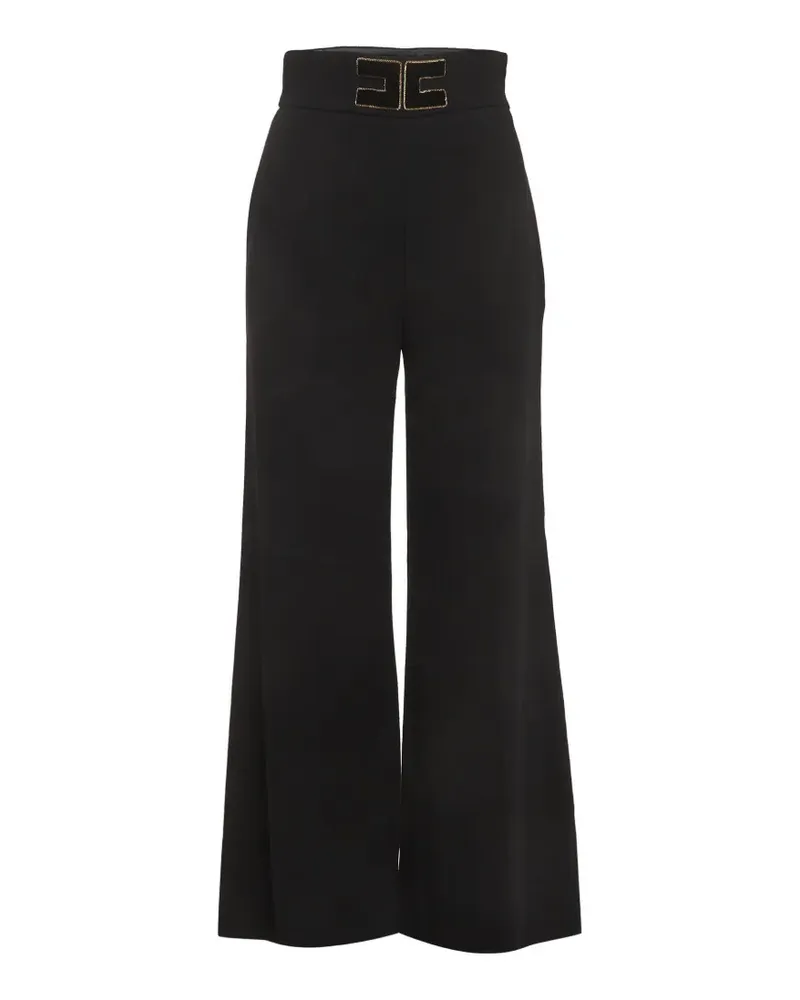 Elisabetta Franchi Weite Hose mit Logo-Detail - Schwarz Schwarz