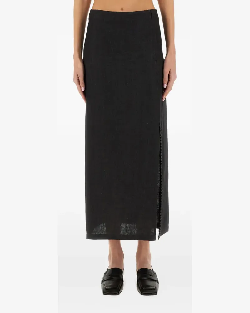 ALYSI slit linen skirt - Grau Grau