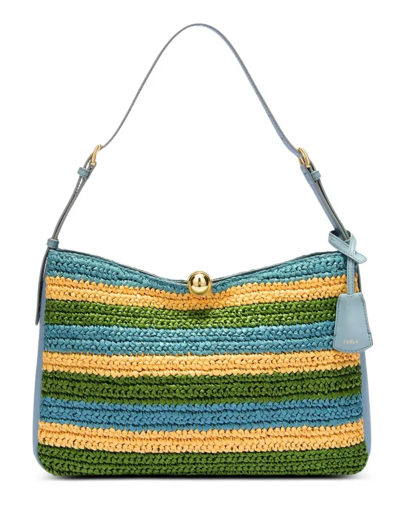 Furla striped turnlock shoulder bag - Blau Blau