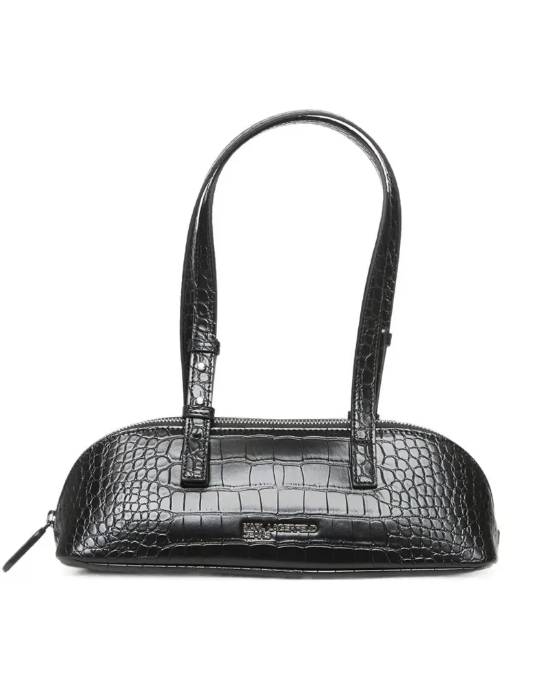 Karl Lagerfeld Schultertasche mit Kroko-Effekt - Schwarz Schwarz