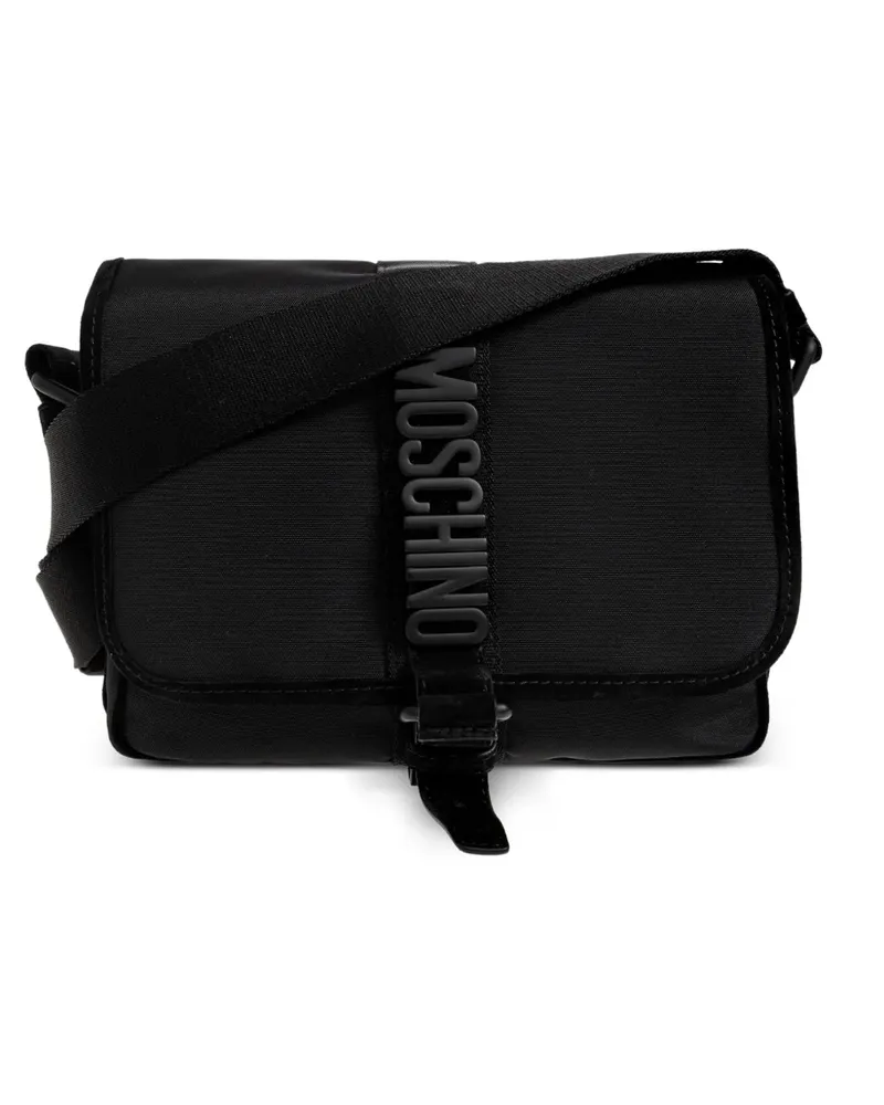 Moschino Kuriertasche mit Logo-Schild - Schwarz Schwarz