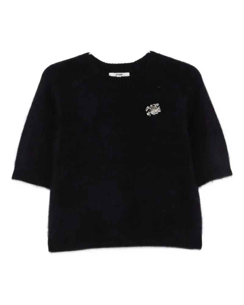 Maje embellished short-sleeve sweater - Schwarz Schwarz