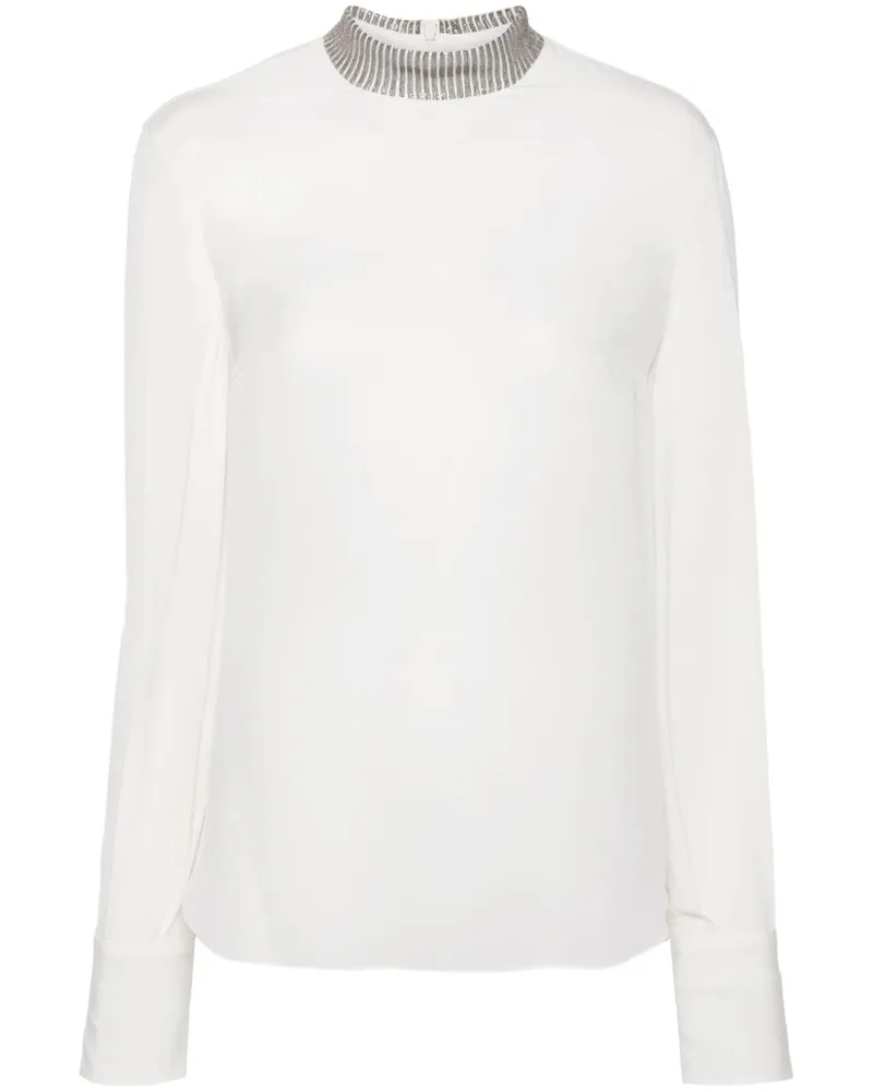 Brunello Cucinelli Bluse mit Monili-Detail - Weiß Weiß