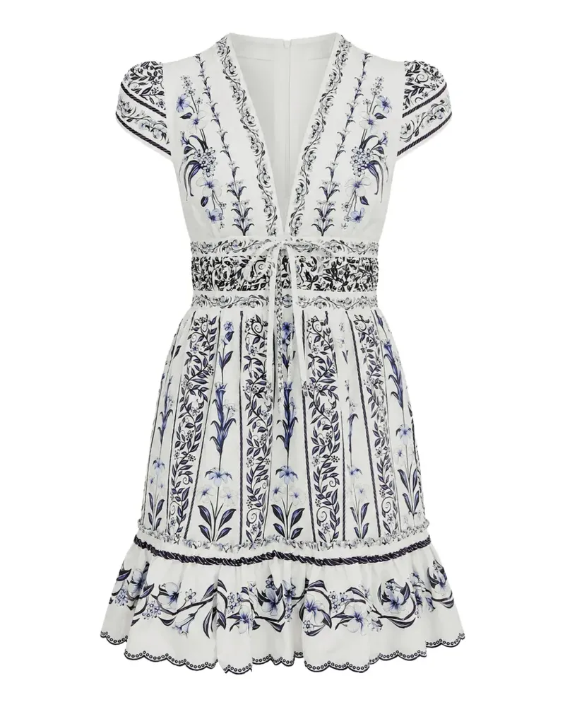 FARM Rio floral-print ruffled mini dress - Weiß Weiß
