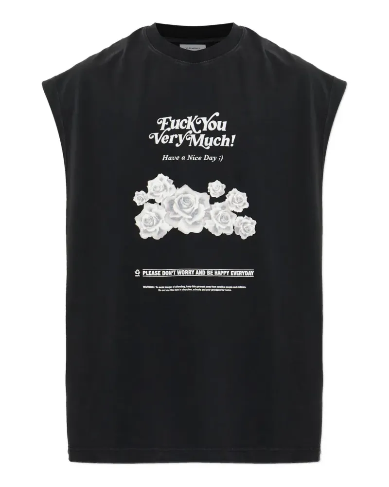 VETEMENTS graphic-print sleeveless T-shirt - Schwarz Schwarz