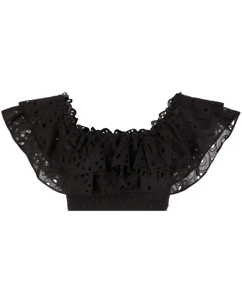 Charo Ruiz Schulterfreies Clara Cropped-Oberteil - Schwarz Schwarz