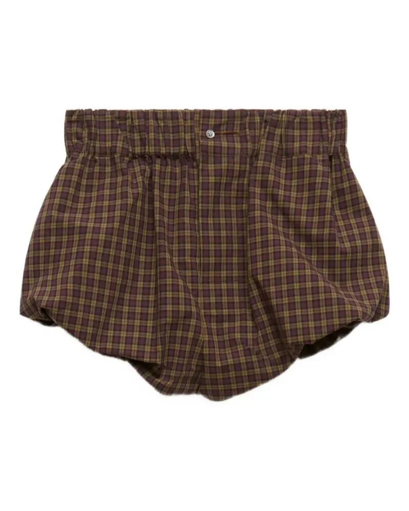 Marni Lila Popeline-Shorts mit Karomuster - Braun Braun
