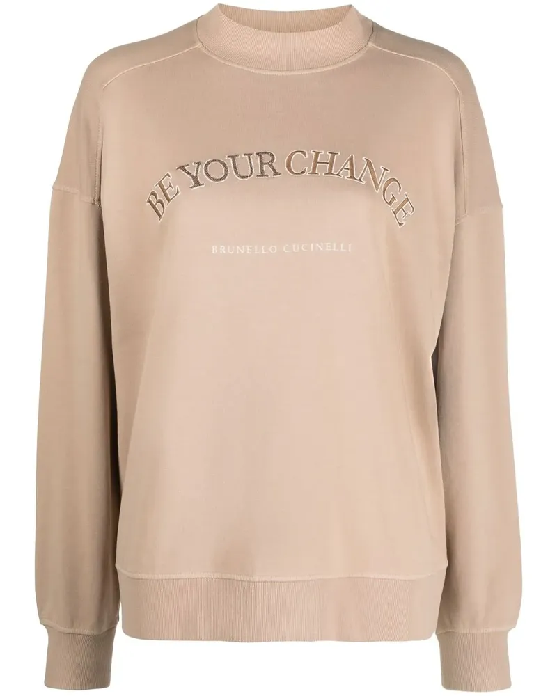 Brunello Cucinelli Sweatshirt mit Stickerei - Nude Nude