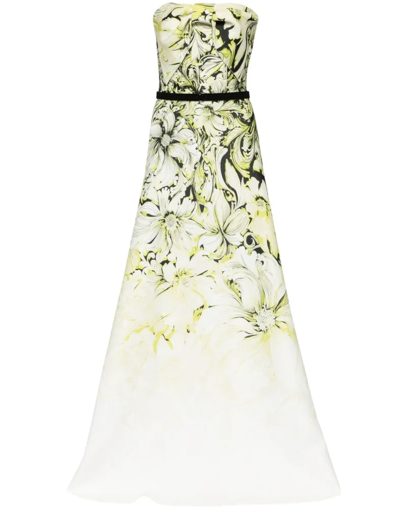 Saiid Kobeisy Schulterfreies Abendkleid mit Blumen-Print - Grün Grün