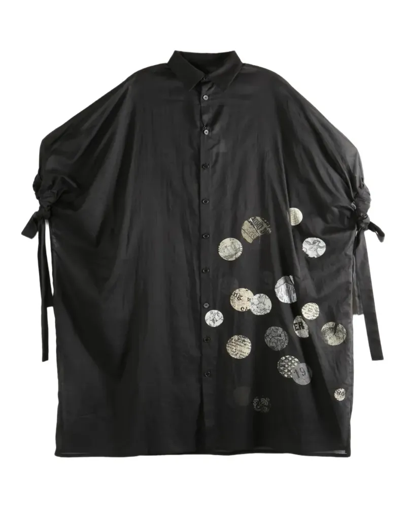 Yohji Yamamoto graphic-print tie-sleeve shirt - Schwarz Schwarz