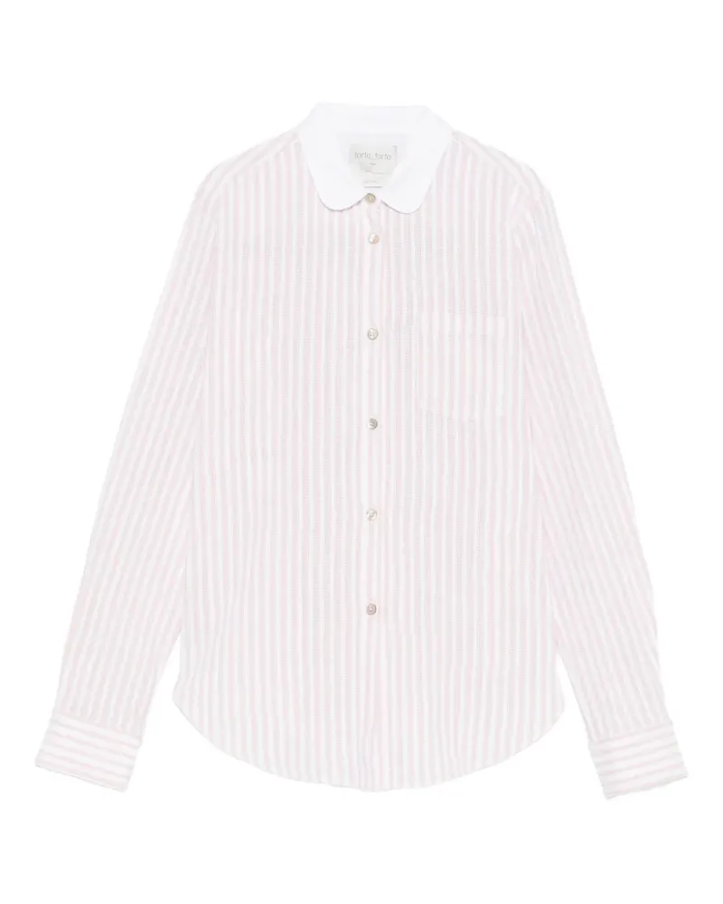 forte_forte Gestreiftes Hemd - Weiß Weiß