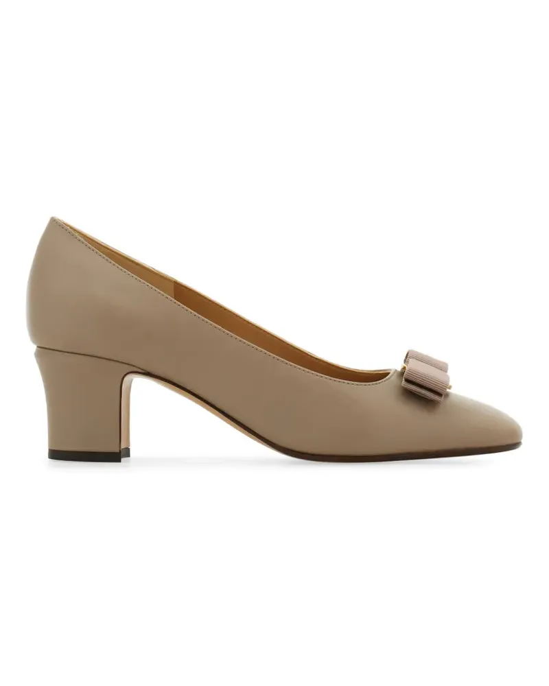 Ferragamo Vara Bow Pumps mit Blockabsatz - Nude Nude