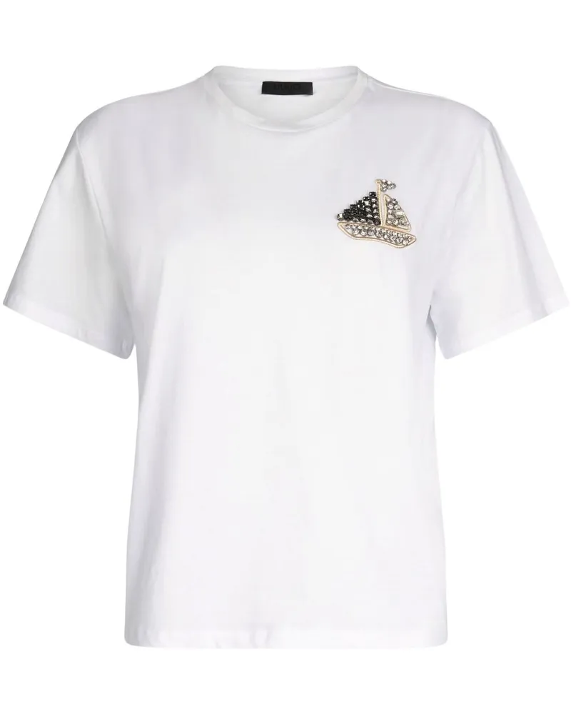 Liu Jo T-Shirt mit Strassboot - Weiß Weiß
