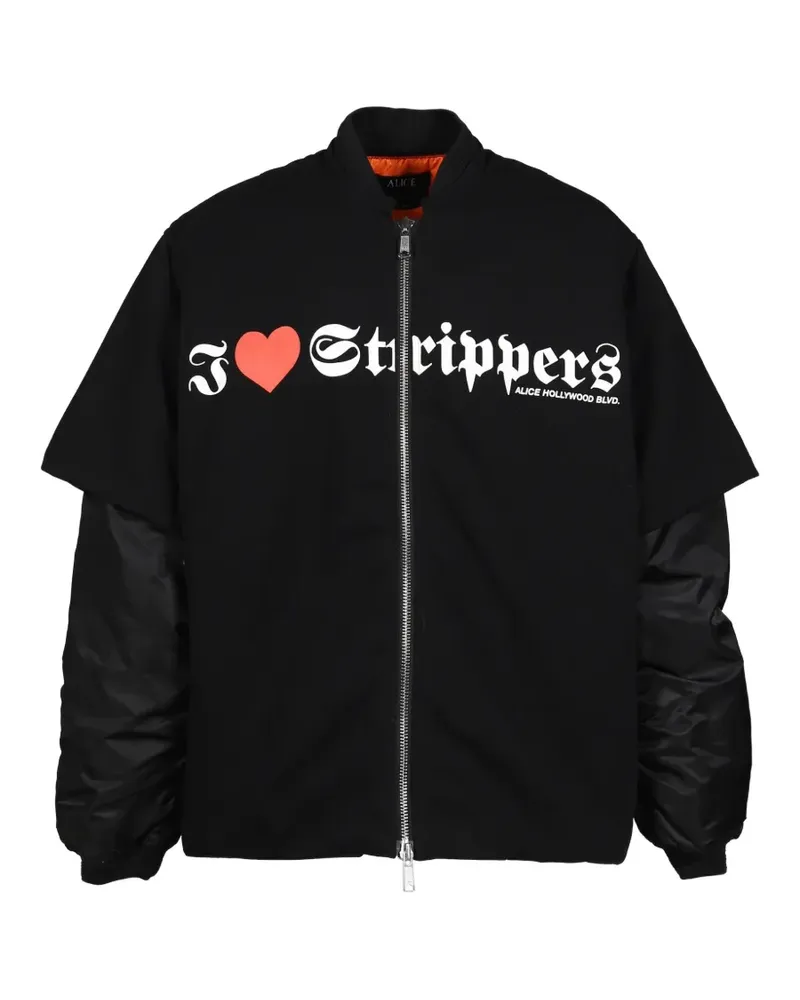 N.HOOLYWOOD layered-design bomber jacket - Schwarz Schwarz