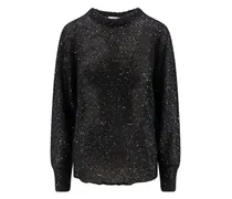 Gerippter Pullover mit Pailletten - Schwarz