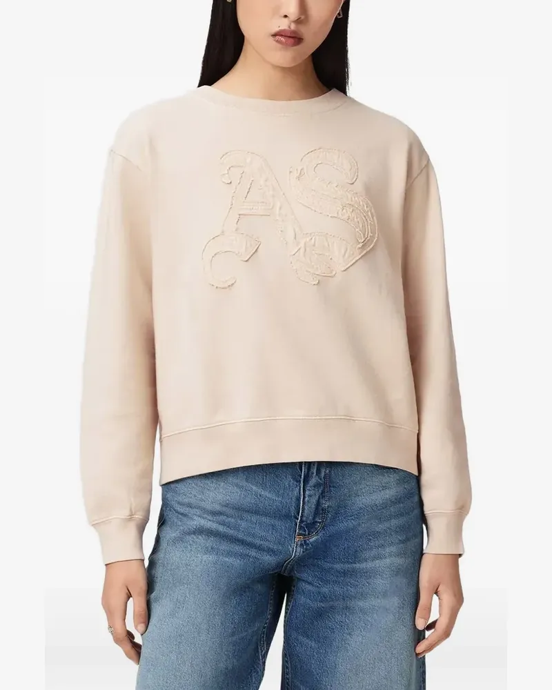AllSaints logo-patch crew neck sweatshirt - Rosa Rosa