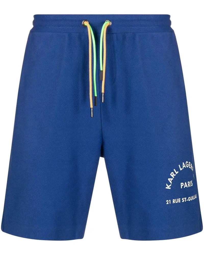 Karl Lagerfeld Athleisure Shorts mit Logo-Print - Blau Blau