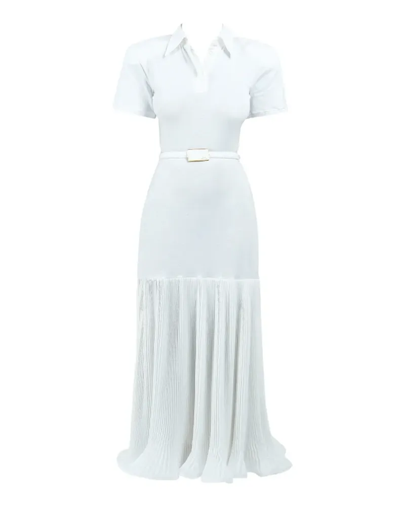 Rowen Rose Maxi-Poloshirtkleid mit Falten - Weiß Weiß