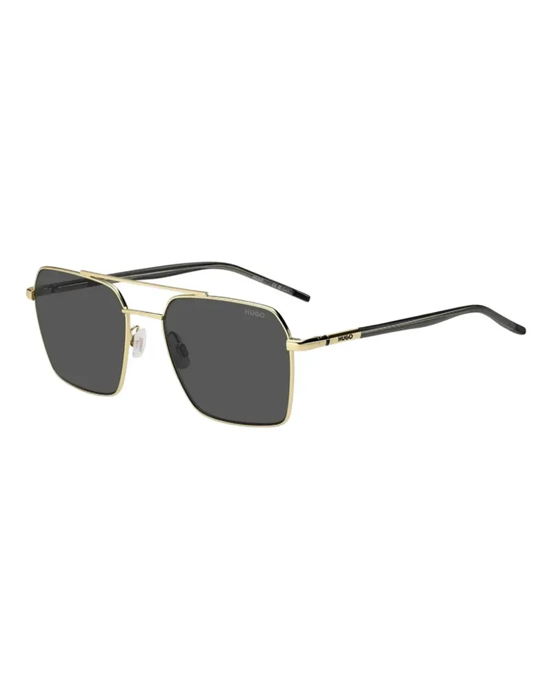 HUGO BOSS double-bridge geometric-frame sunglasses - Gold Gold