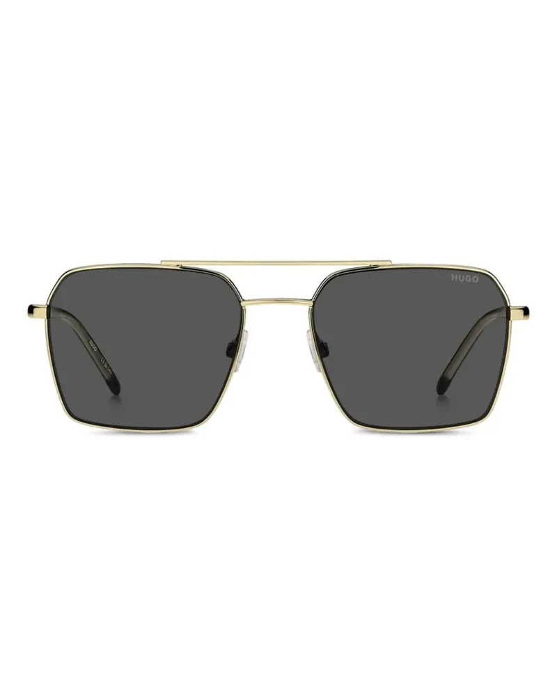 HUGO BOSS double-bridge geometric-frame sunglasses - Gold Gold