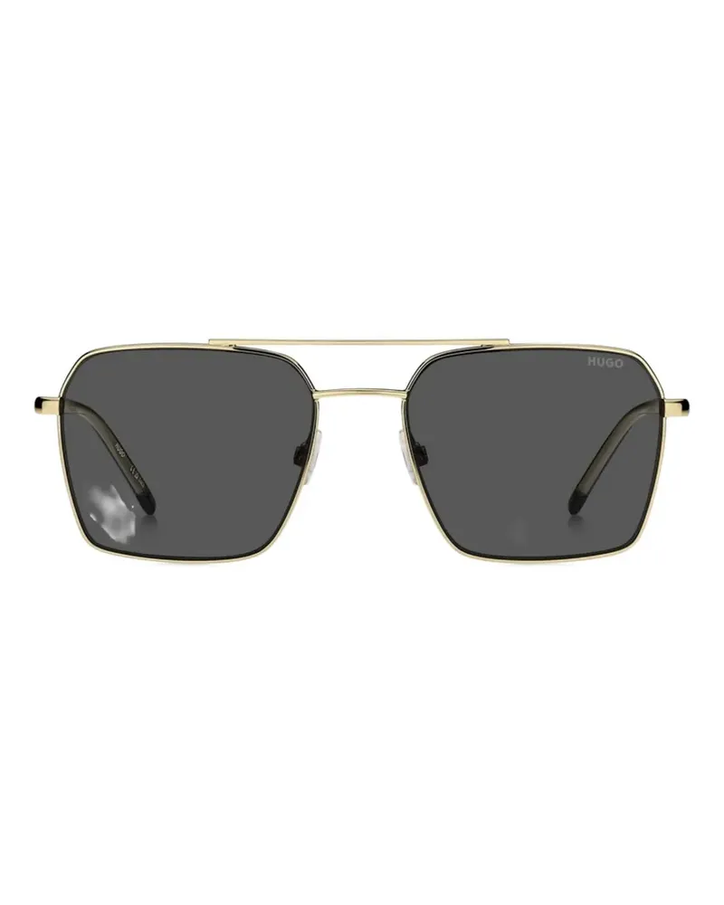 HUGO BOSS double-bridge geometric-frame sunglasses - Gold Gold
