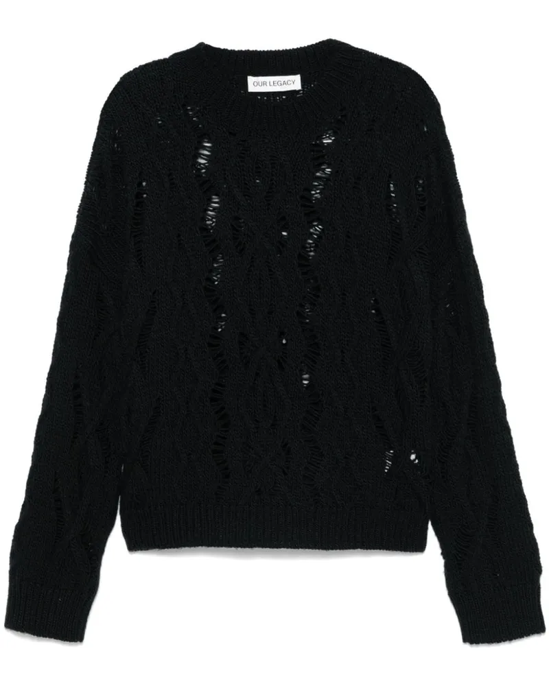 Our Legacy Pullover mit Zopfmuster - Schwarz Schwarz