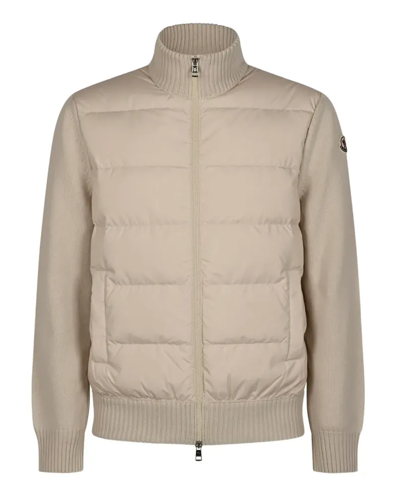 Moncler padded wool zip-up cardigan - Nude Nude