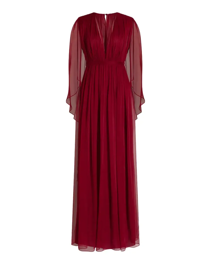 Alberta Ferretti Seidenkleid mit V-Ausschnitt - Rot Rot