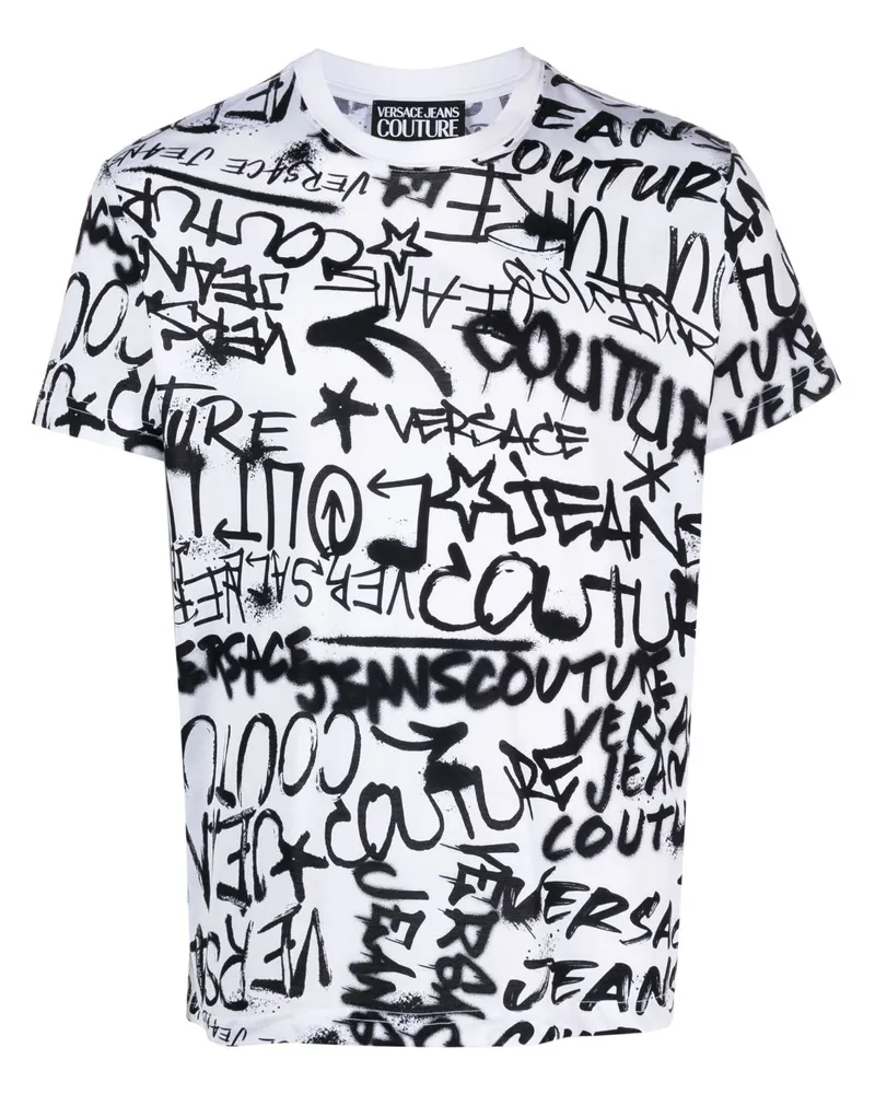 Versace Jeans T-Shirt mit Graffiti-Print - Weiß Weiß
