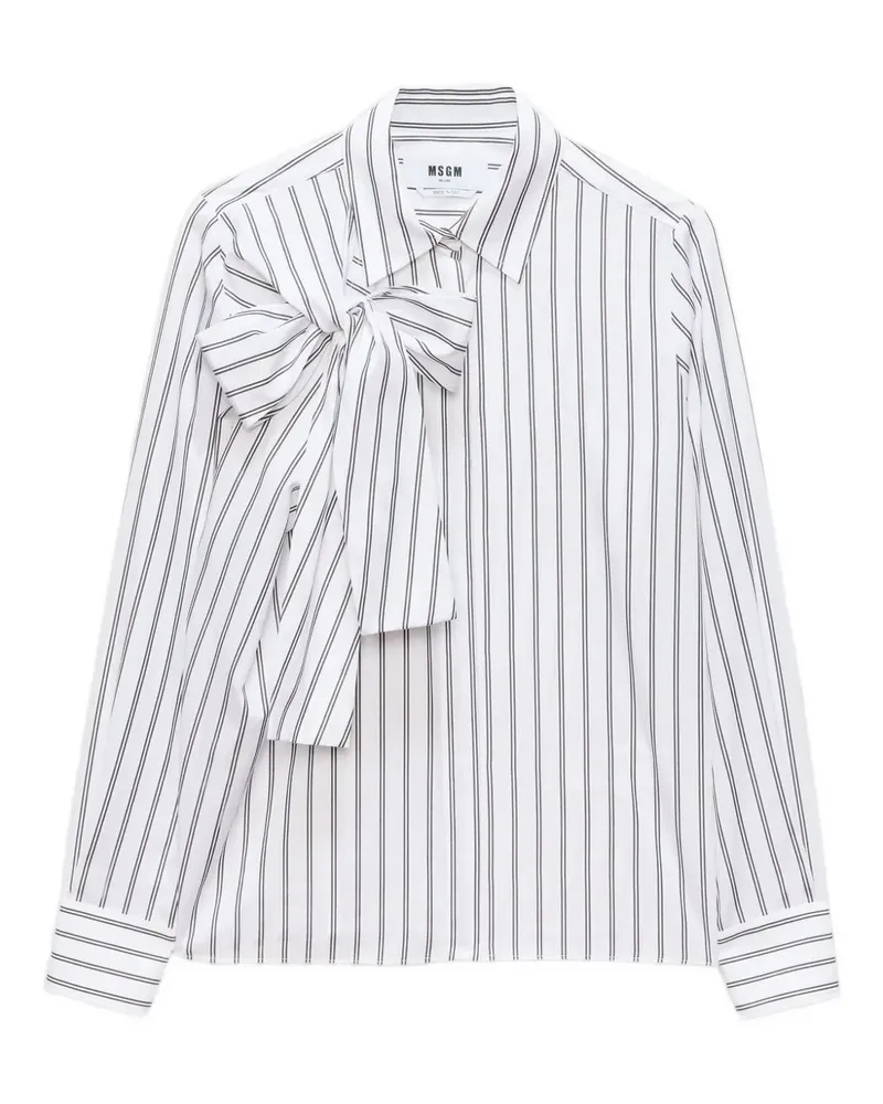 MSGM Gestreiftes Hemd mit Schleifendetail - Weiß Weiß