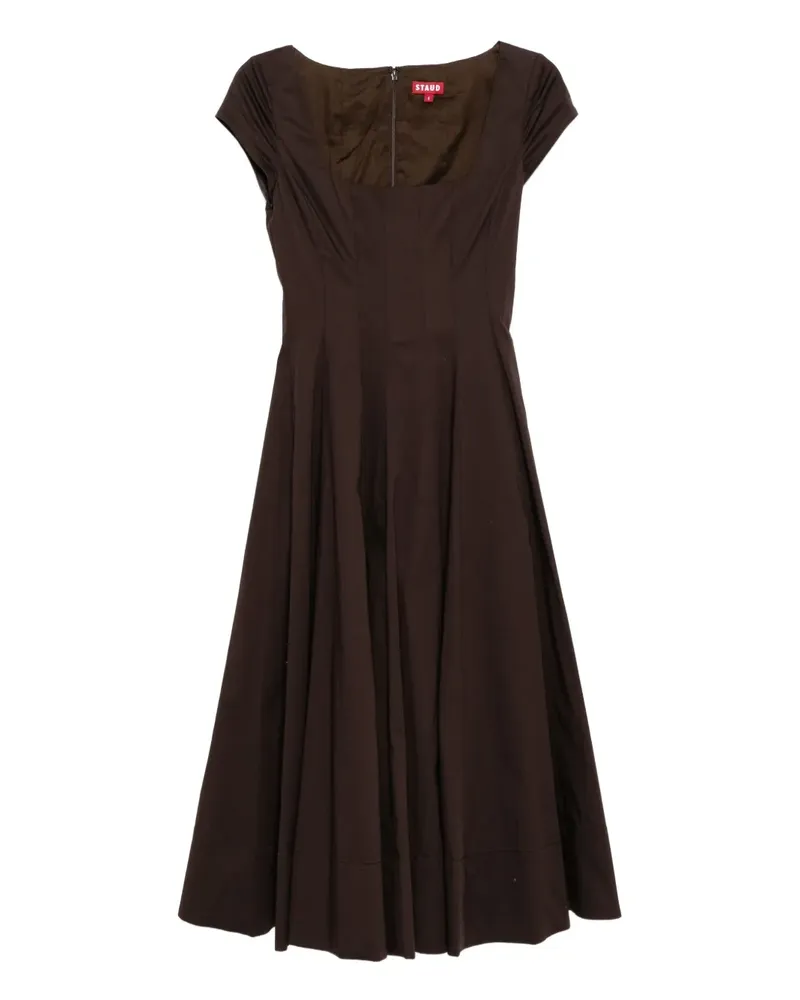 STAUD Kurzärmeliges Wells Kleid - Braun Braun