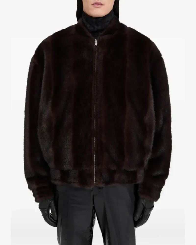 Maison Margiela Bomberjacke aus Faux Fur mit Reißverschluss - Braun Braun