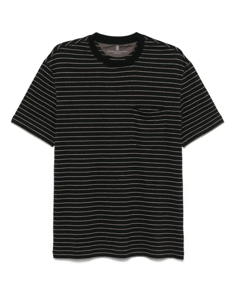Brunello Cucinelli Gestreiftes T-Shirt - Schwarz Schwarz