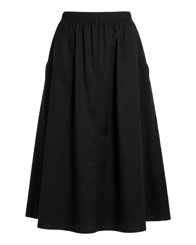 Black Label elasticated A-line midi skirt - Schwarz Schwarz