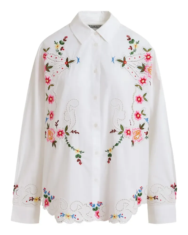 Essentiel Jayme floral-embroidered cutwork-detail shirt - Weiß Weiß