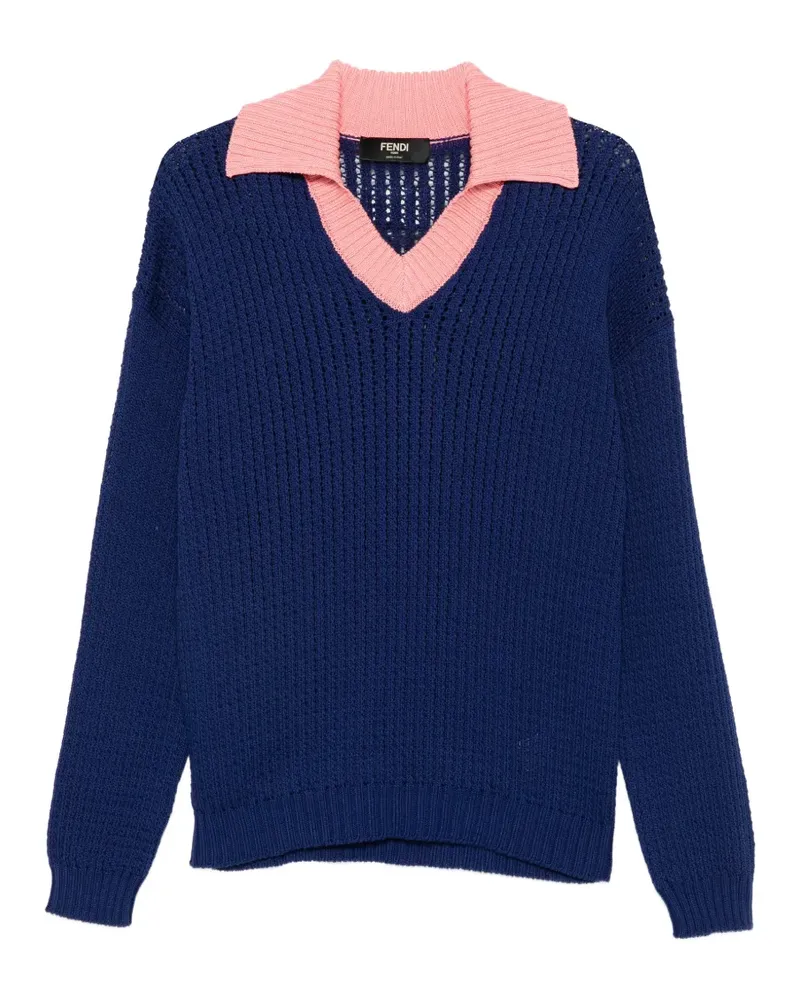 Fendi V-neck collared sweater - Blau Blau