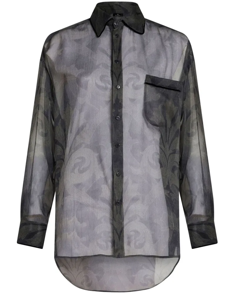 Etro Seidenhemd mit Print - Grau Grau