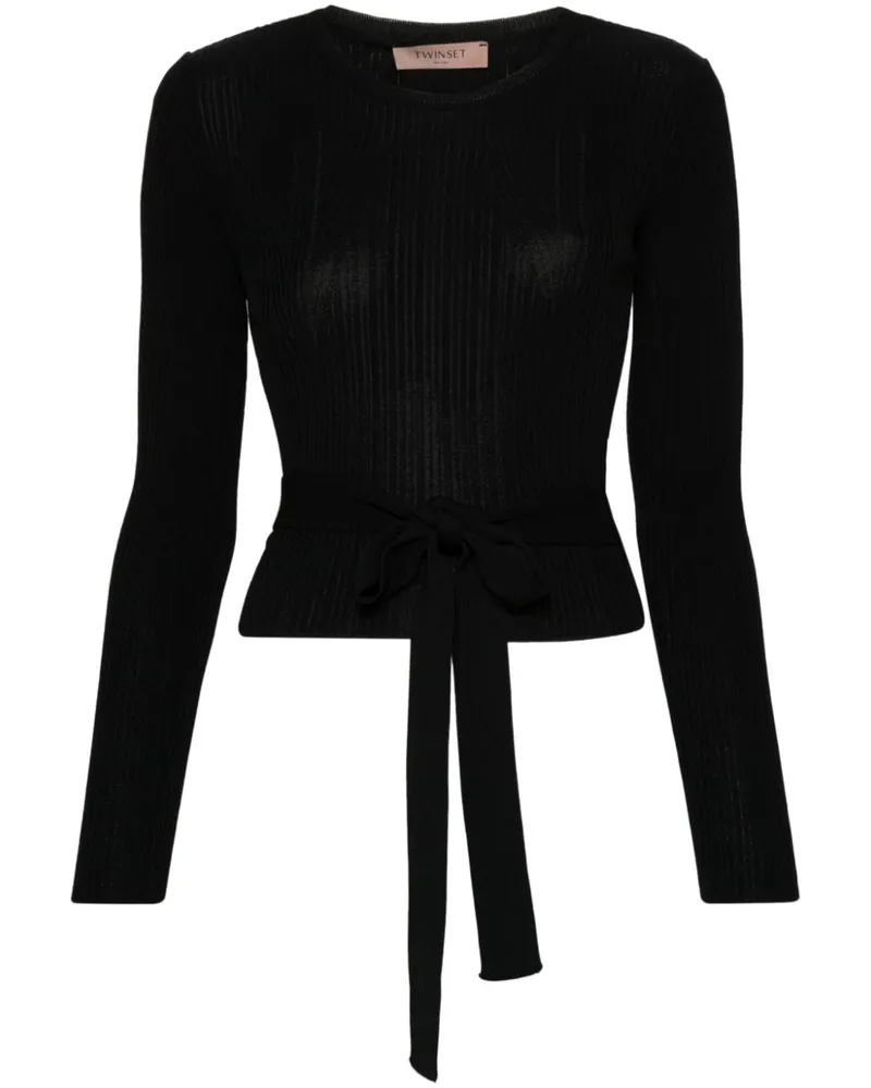 Twin-Set Oberteil mit Schleifendetail - Schwarz Schwarz