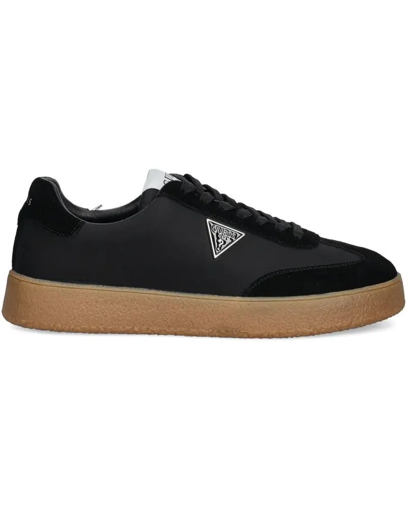 Guess Wildleder-Sneakers mit Logo-Schild - Schwarz Schwarz