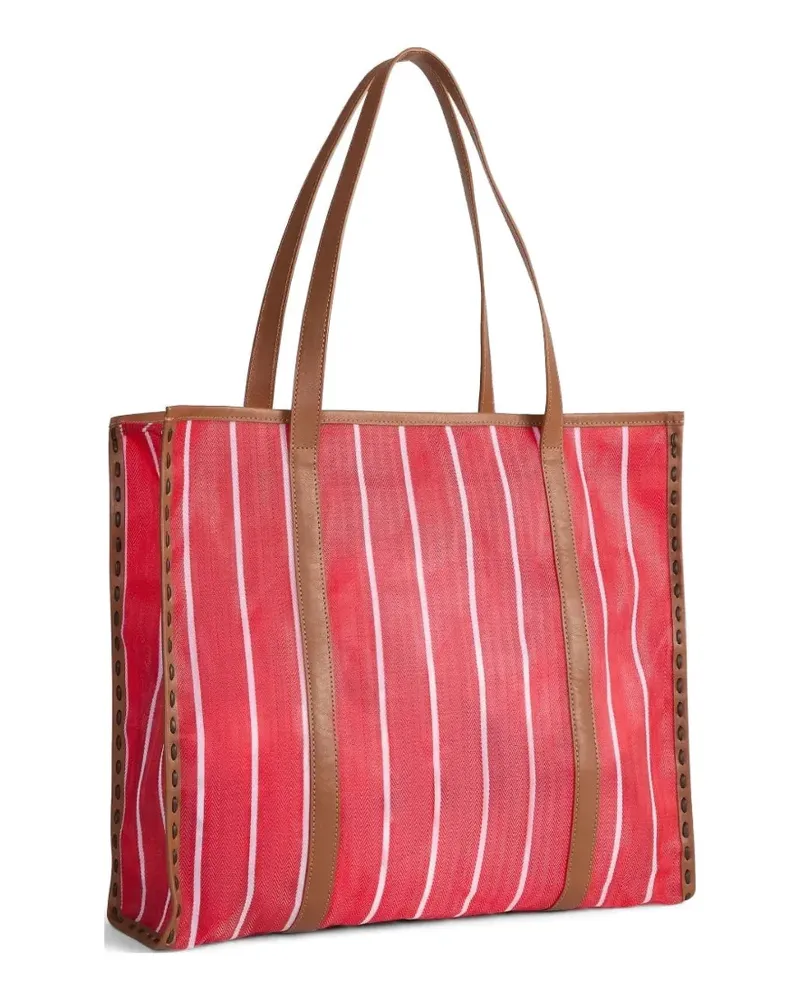 TWP Gestreifter Deia Tote Bag mit Ziernähten - Rot Rot