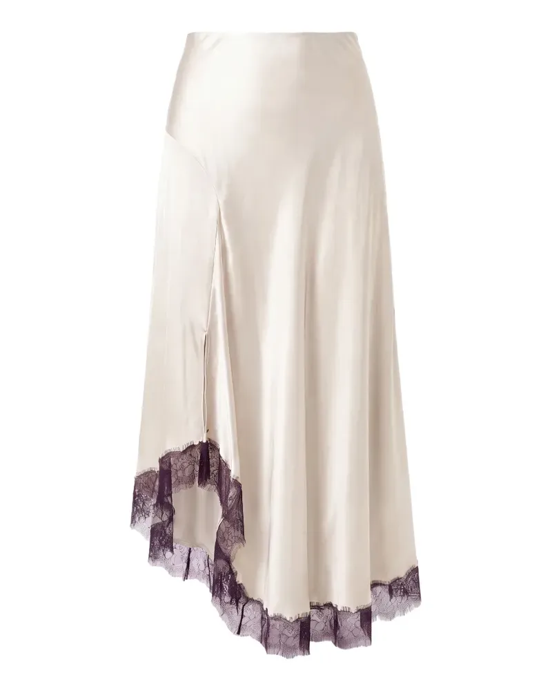 NICHOLAS lace-trim asymmetric skirt - Nude Nude