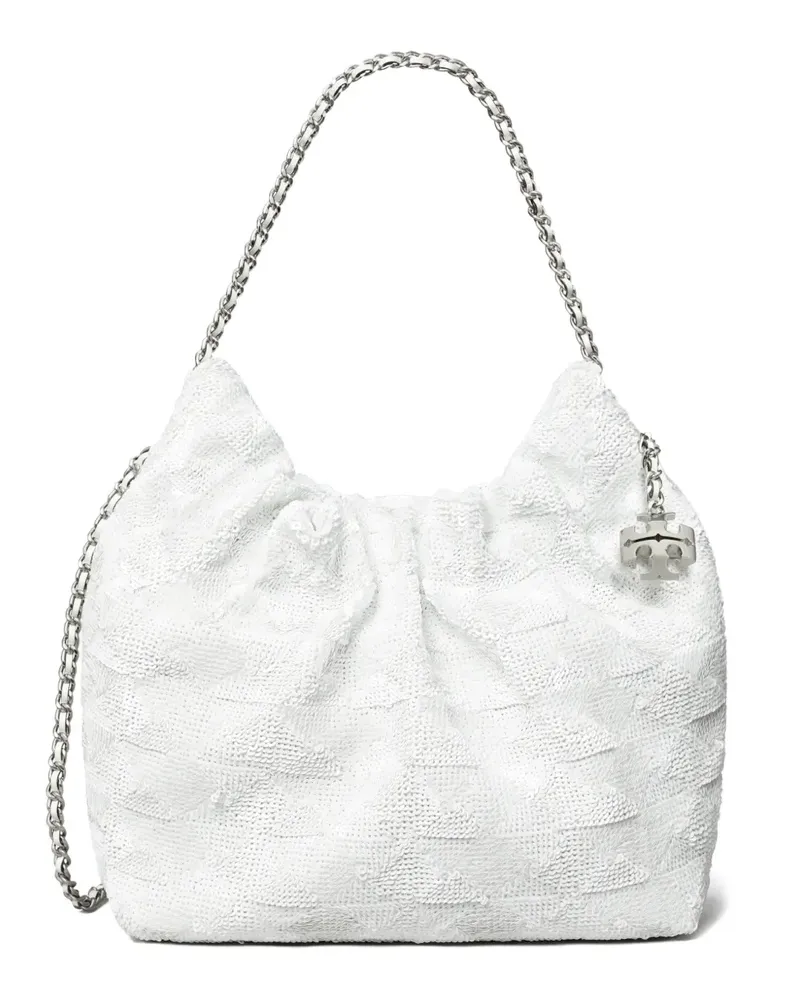 Tory Burch mini Fleming sequin shoulder bag - Weiß Weiß