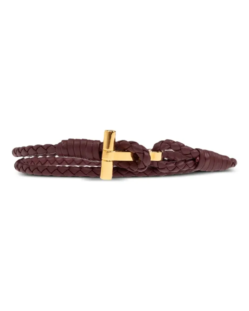 Tom Ford Geflochtenes Lederarmband - Rot Rot