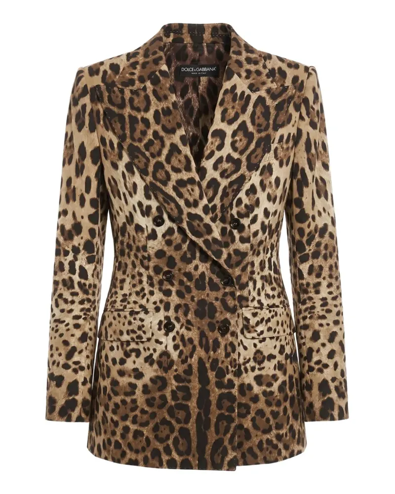 Dolce & Gabbana leopard-print double-breasted blazer - Nude Nude
