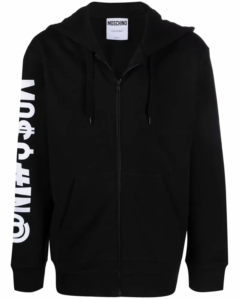Moschino Kapuzenjacke mit Logo-Print - Schwarz Schwarz