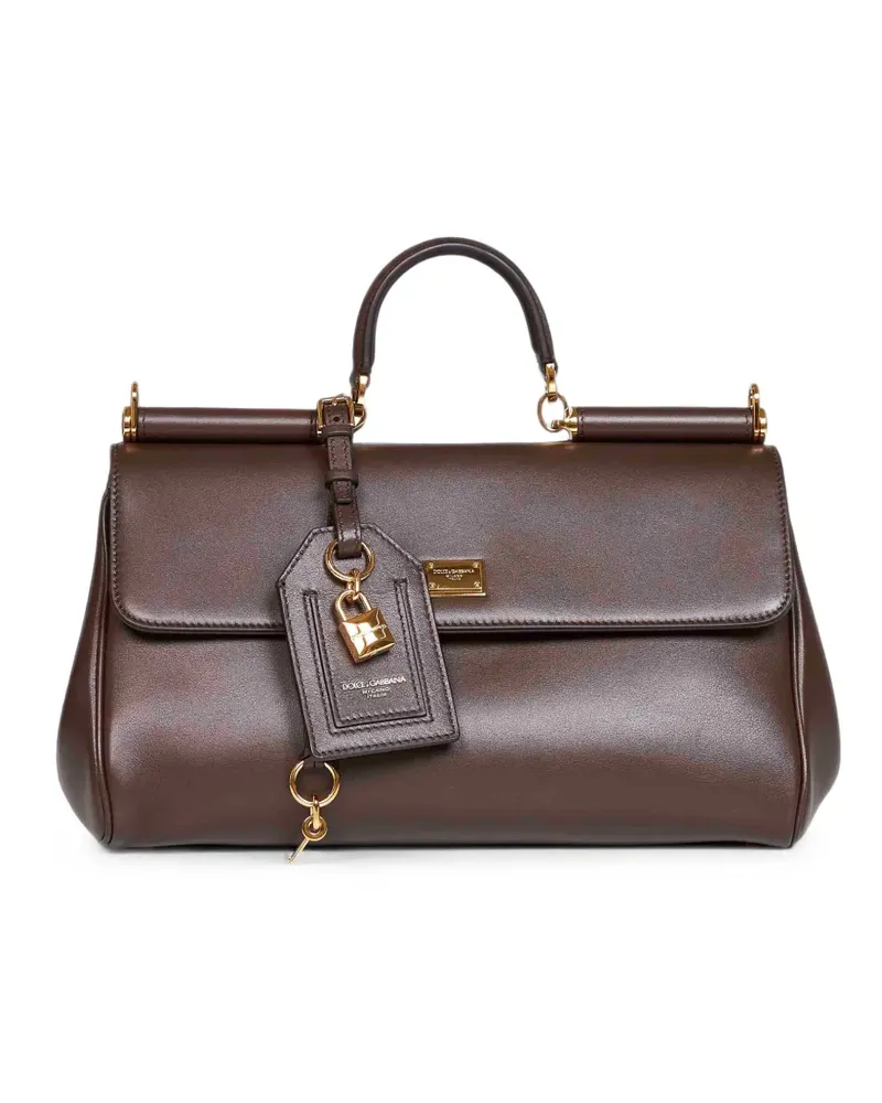 Dolce & Gabbana medium Sicily leather tote bag - Braun Braun