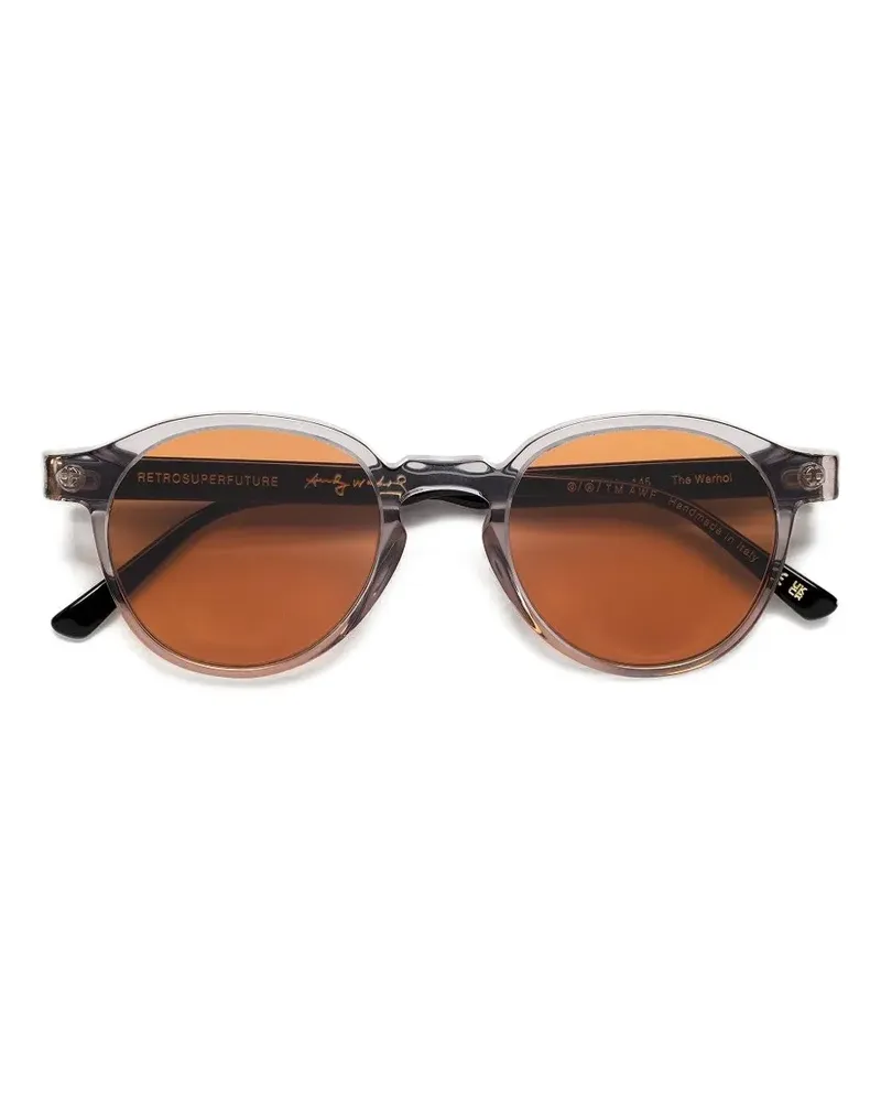 RETROSUPERFUTURE The Warhol Stilo Sonnenbrille mit rundem Gestell - Schwarz Schwarz