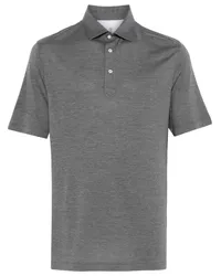 Brunello Cucinelli Meliertes Poloshirt Grau