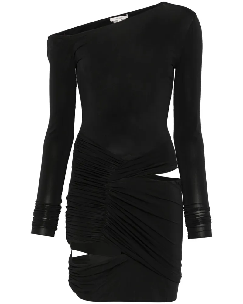 Nensi Dojaka Midikleid mit asymmetrischem Ausschnitt - Schwarz Schwarz